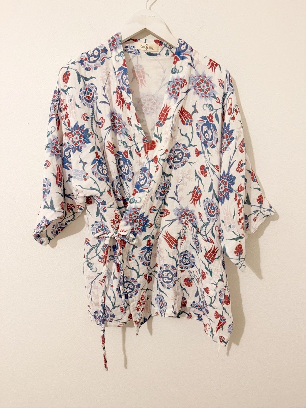 Odd Bird Kardes Lale Wrap Top Floral Cotton Size XS